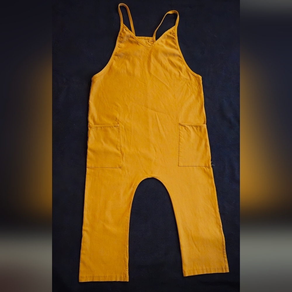 Mustard Gold Harem Jumpsuit w/Spaghetti Strap - Size Large - Picture 1 of 6